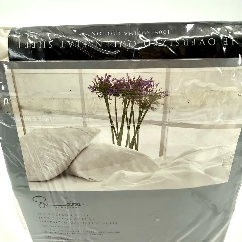 MARTEX 300 Thread Count 100% Supima Cotton Ivory Oversized QUEEN Flat Sheet